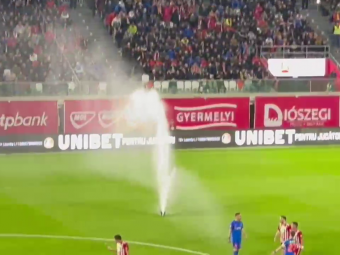 
	Fără precedent! Au pornit irigațiile pe teren în plin meci la Sepsi - FCSB
