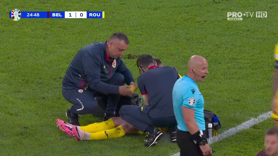 Războinicul Mihăilă! Românul a continuat în meciul cu Belgia, după ce a fost călcat pe mână de un adversar_7
