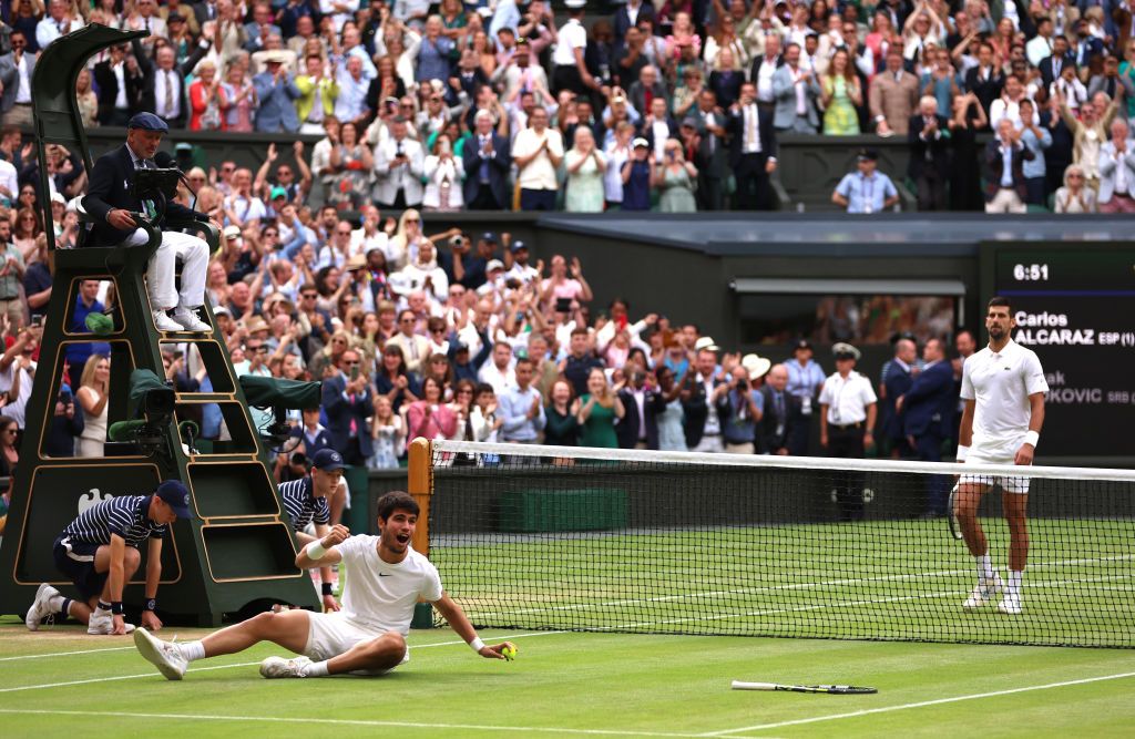 Alcaraz îl așteaptă pe Djokovic în finala Wimbledon. Margot Robbie, spectator de lux pe Terenul Central_21