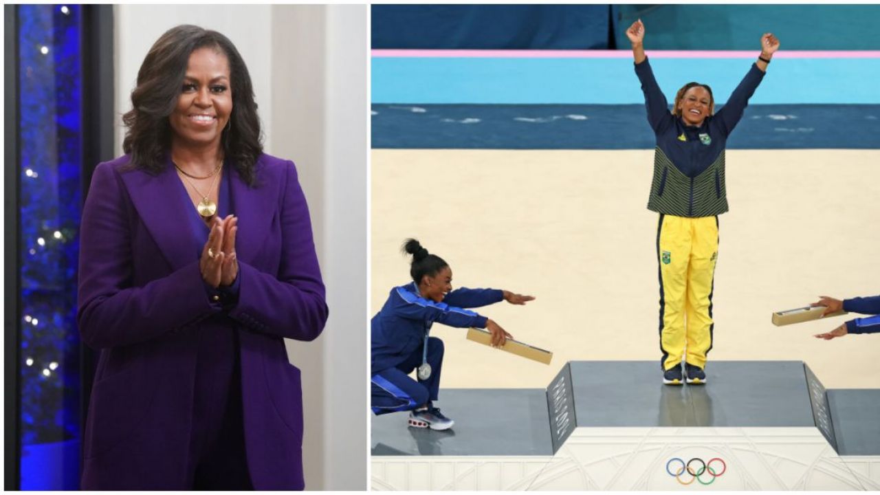 Michelle Obama gimnastica Jocurile Olimpice 2024 Rebeca Andrade