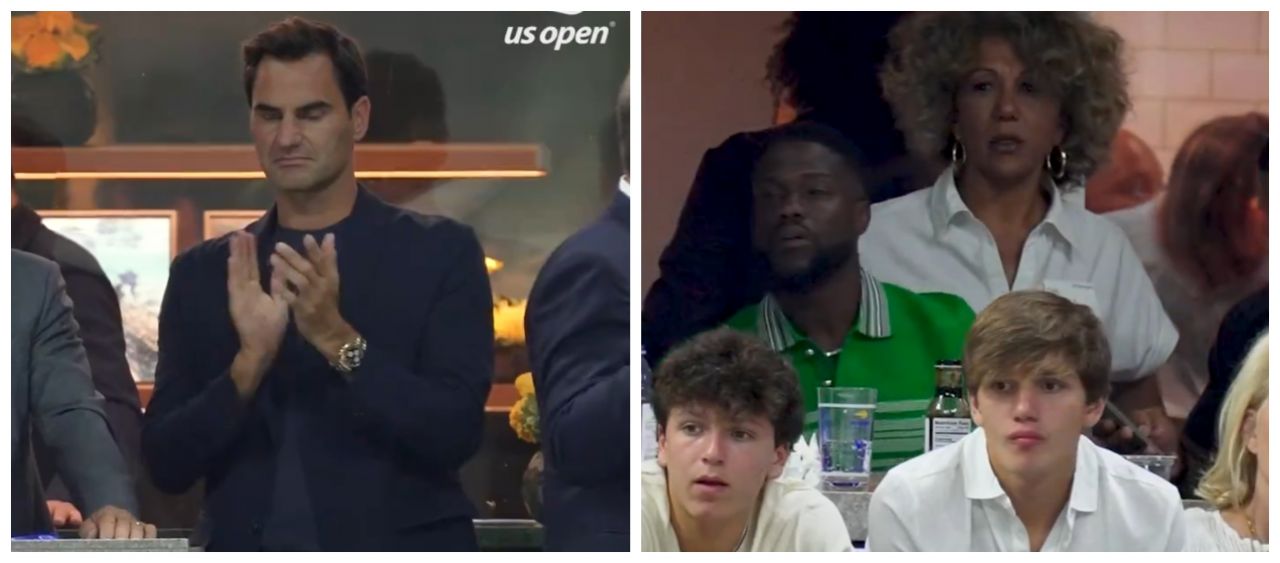 Diferența dintre un tenismen și un actor: cum urmăresc Roger Federer și Kevin Hart un schimb de mingi la US Open_33